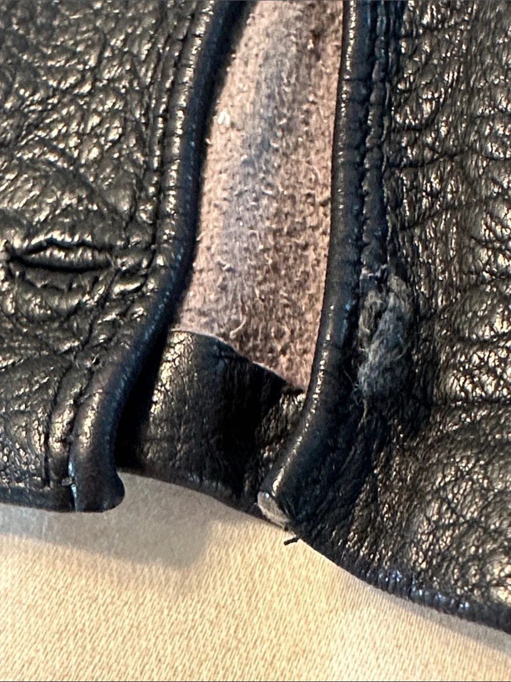Vintage Black Italian Leather Wrist Gloves